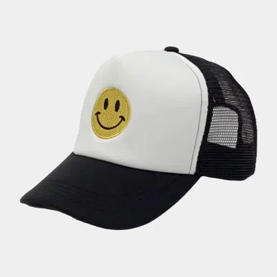 Fashnzfab Smile Accented Mesh Back Baseball Cap In White