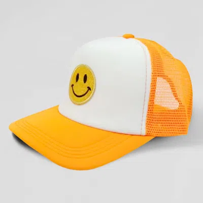 Fashnzfab Smile Accented Mesh Back Baseball Cap In Yellow