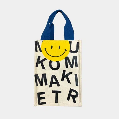 Fashnzfab Smile Accented Rectangle Tote Bag In Sand