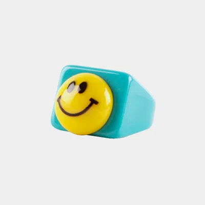 Fashnzfab Smile Accented Resin Ring - Turquoise In Blue