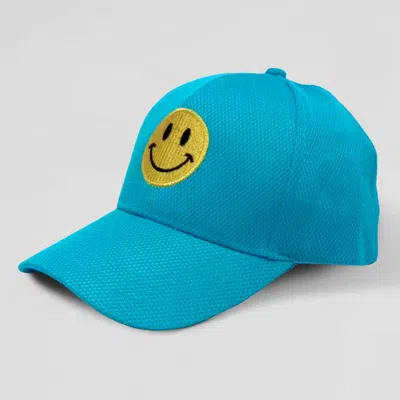 Fashnzfab Smile Accented Solid Baseball Cap In Blue