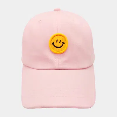Fashnzfab Smile Accented Solid Baseball Cap In Pink