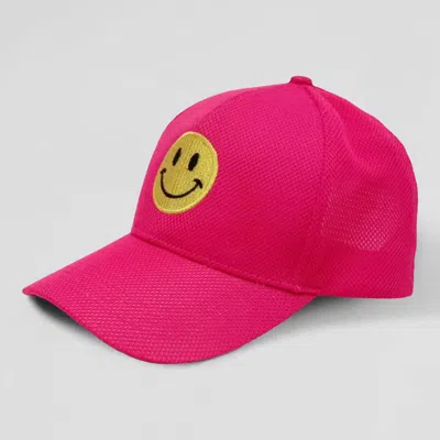 Fashnzfab Smile Accented Solid Baseball Cap In Red