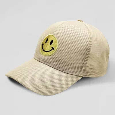 Fashnzfab Smile Accented Solid Baseball Cap In Sand