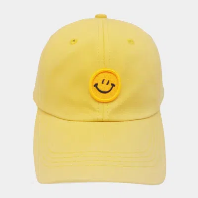 Fashnzfab Smile Accented Solid Baseball Cap In Yellow