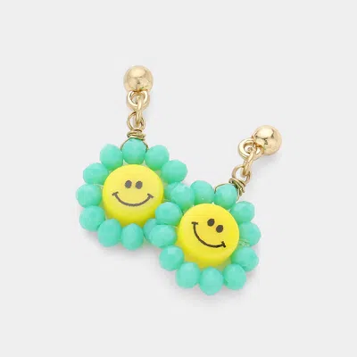 Fashnzfab Smile Centered Flower Dangle Earrings In Multi