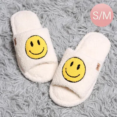 Fashnzfab Smile Face Pointed Soft Home Indoor Floor Slippers Ivory S/m In White