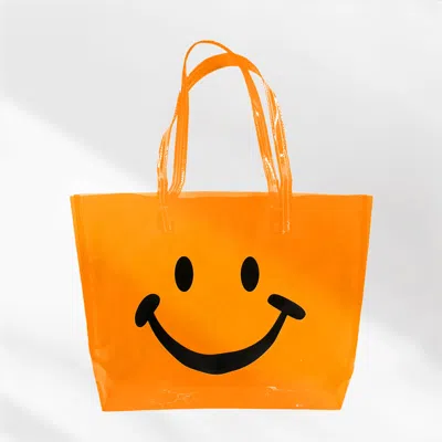 Fashnzfab Smile Face Printed Transparent Tote Bag / Shoulder Bag In Multi