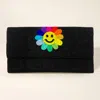 Fashnzfab Smile Flower Accented Seed Beaded Clutch / Crossbody Bag In Black