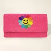 Fashnzfab Smile Flower Accented Seed Beaded Clutch / Crossbody Bag In Multi