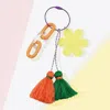 Fashnzfab Smile Flower Tassel Bag Charm / Keychain In Yellow