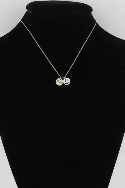 Fashnzfab Smile Happy Face Necklace In Gold
