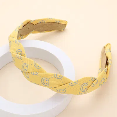 Fashnzfab Smile Patterned Braided Headband In Yellow