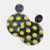 Fashnzfab Smile Patterned Resin Round Dangle Earrings In Black
