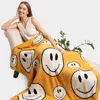 Fashnzfab Smile Patterned Throw Blanket In Yellow