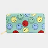 Fashnzfab Smile Patterned Zipper Wallet In Green