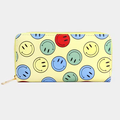 Fashnzfab Smile Patterned Zipper Wallet In Yellow