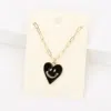 Fashnzfab Smile Pointed Enamel Heart Pendant Necklace In Gold