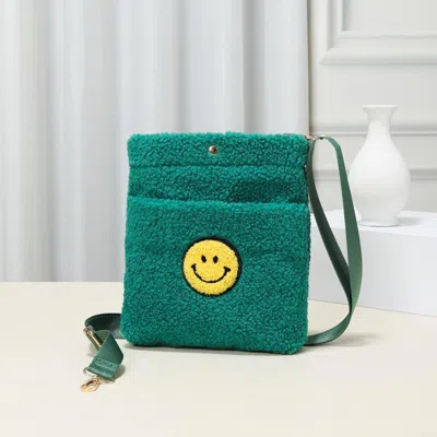 Fashnzfab Smile Pointed Sherpa Rectangle Crossbody Bag In Green