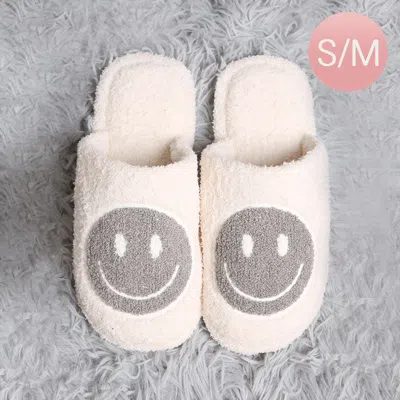 Fashnzfab Smile Print Soft Home Indoor Floor Slippers Gray S/m In Multi