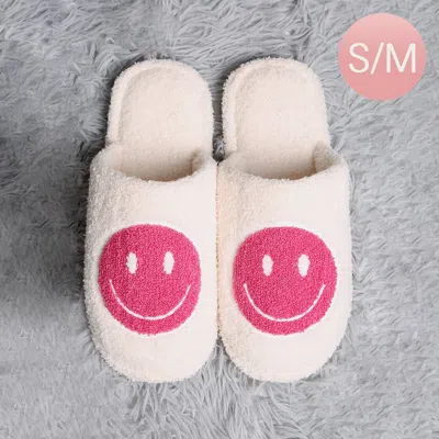 Fashnzfab Smile Print Soft Home Indoor Floor Slippers Pink S/m