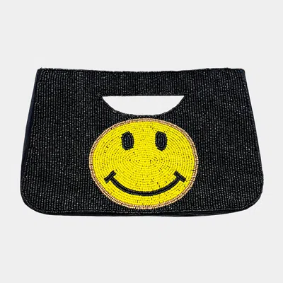 Fashnzfab Smile Seed Beaded Tote / Crossbody Bag In Black