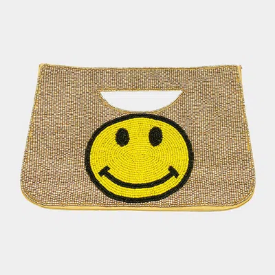 Fashnzfab Smile Seed Beaded Tote / Crossbody Bag In Gold