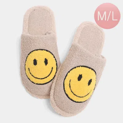 Fashnzfab Smile Soft Home Indoor Floor Slippers Beige M/l