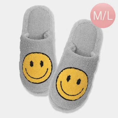 Fashnzfab Smile Soft Home Indoor Floor Slippers Gray M/l In Grey