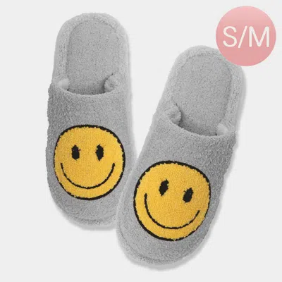 Fashnzfab Smile Soft Home Indoor Floor Slippers Gray S/m In Grey