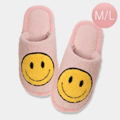 Fashnzfab Smile Soft Home Indoor Floor Slippers Pink M/l