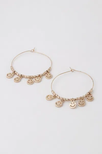 Fashnzfab Smiley Face Charms Hoop Earrings In White