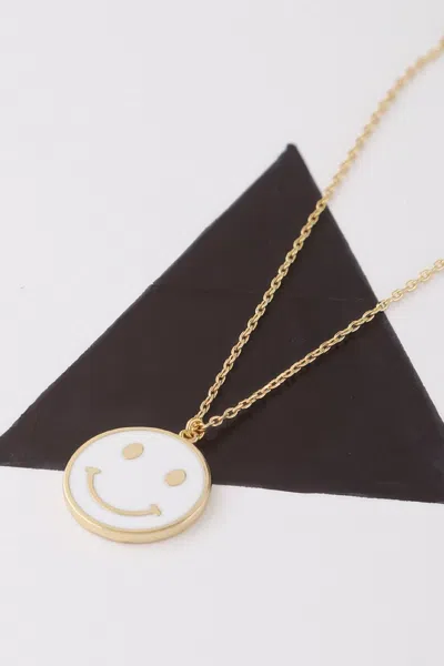 Fashnzfab Smiley Face Pendant Necklace In Black