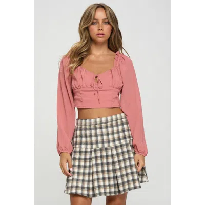 Fashnzfab Smocked Long Sleeves Crop Top In Multi