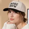 Fashnzfab Smoke Show Message Embroidered Five Panel Canvas Snapback Baseball Cap In Brown