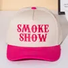 Fashnzfab Smoke Show Message Embroidered Five Panel Canvas Snapback Baseball Cap In Neutral