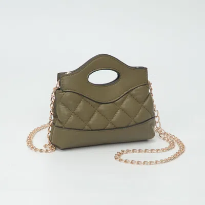 Fashnzfab Smooth Faux Leather Mini Quilted Handbag Crossbody Bag In Green