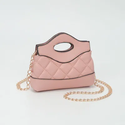 Fashnzfab Smooth Faux Leather Mini Quilted Handbag Crossbody Bag In Pink