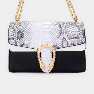 Fashnzfab Snake Accented Faux Leather Shoulder / Crossbody Bag In Gray