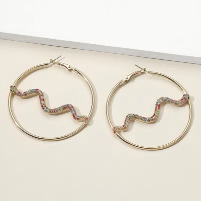 Fashnzfab Snake Centered Hoop Earrings In Multi