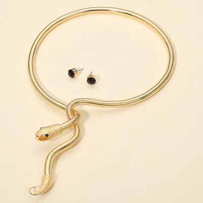 Fashnzfab Snake Drop Choker Necklace In Multi