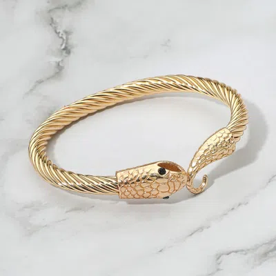 Fashnzfab Snake Head Twisted Cuff Bracelet In Brown