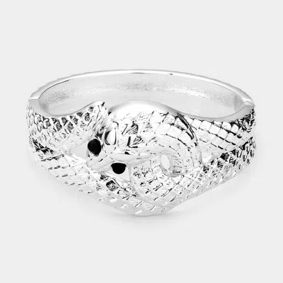 Fashnzfab Snake Metal Hinged Bracelet Black, Silver In Multi