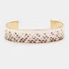 Fashnzfab Snake Pattern Faux Leather Cuff Bracelet Neutral, Worn Gold In Multi
