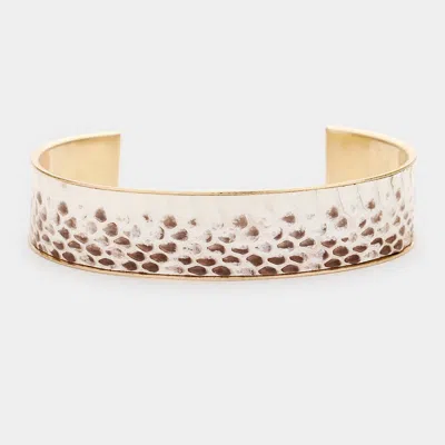 Fashnzfab Snake Pattern Faux Leather Cuff Bracelet Neutral, Worn Gold In Silver