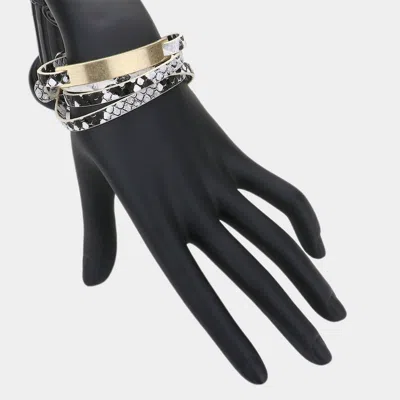 Fashnzfab Snake Pattern Faux Leather Wrap Bracelet Snake In Multi