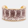 Fashnzfab Snake Pattern Wide Cuff Bracelet Neutral, Snake, Worn Gold In Multi