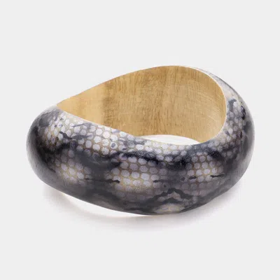 Fashnzfab Snake Patterned Bangle Bracelet Gray In Silver