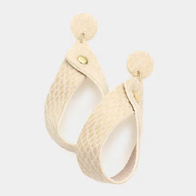 Fashnzfab Snake Patterned Leather Ribbon Dangle Earrings In Metallic