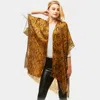 Fashnzfab Snake Print Cover Up Poncho In Gold